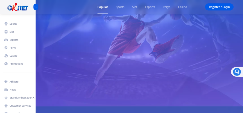 Screenshot of Homepage of Official Website of OKBet
